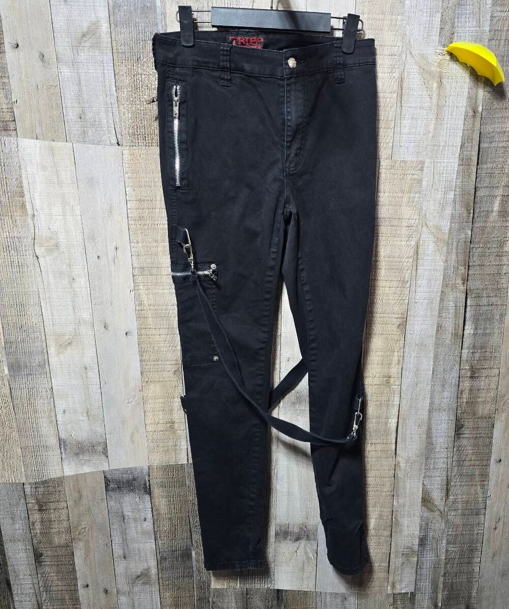 Tripp NYC Daang Goodman Black Bondage Strap Skinny Jeans Rave Goth Punk Alt 28/7